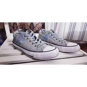 Converse Grey & Blue Metallic Low Top